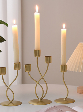 3Pcs/Set Chinese Style Metal Candle Holders Simple Golden We