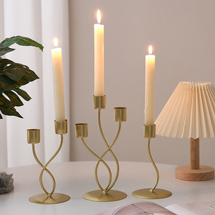 3Pcs/Set Chinese Style Metal Candle Holders Simple Golden We