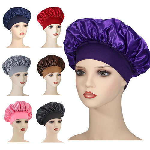 silk bonnet elastic hair care hat with sleeping cap睡帽 浴帽