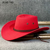 Solid-colored western cowboy hats for men and women, spring and summer travel and mountain climbing sun protection hats, grassland Tibetan wide-brimmed jazz hats thumbnail 7