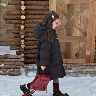 加厚90白鸭绒韩版 中长款 儿童过膝三防外套 2025新款 女童羽绒服冬装