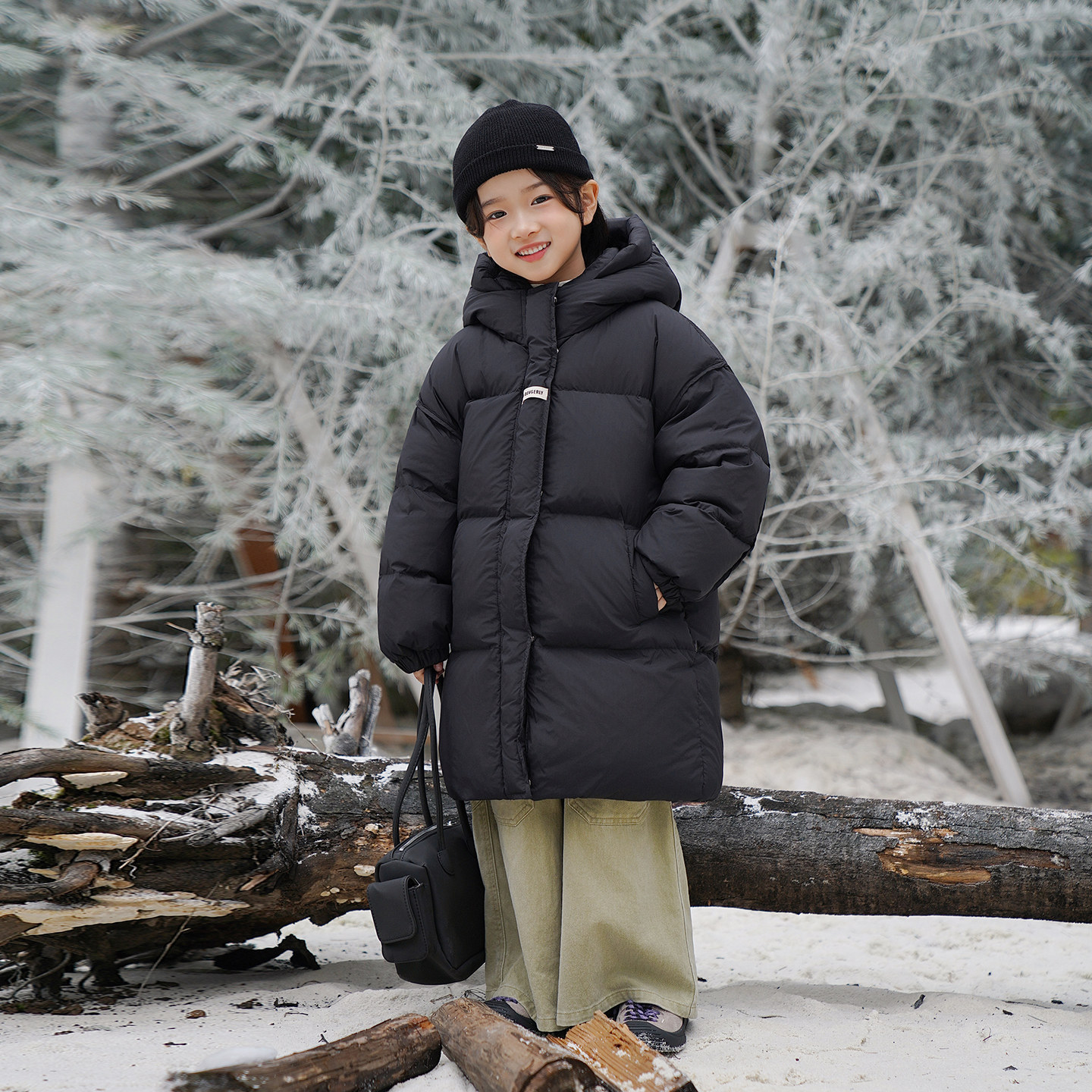 2025新款儿童羽绒服中长款白鸭绒冬装加厚男童宝宝外套三防耐脏