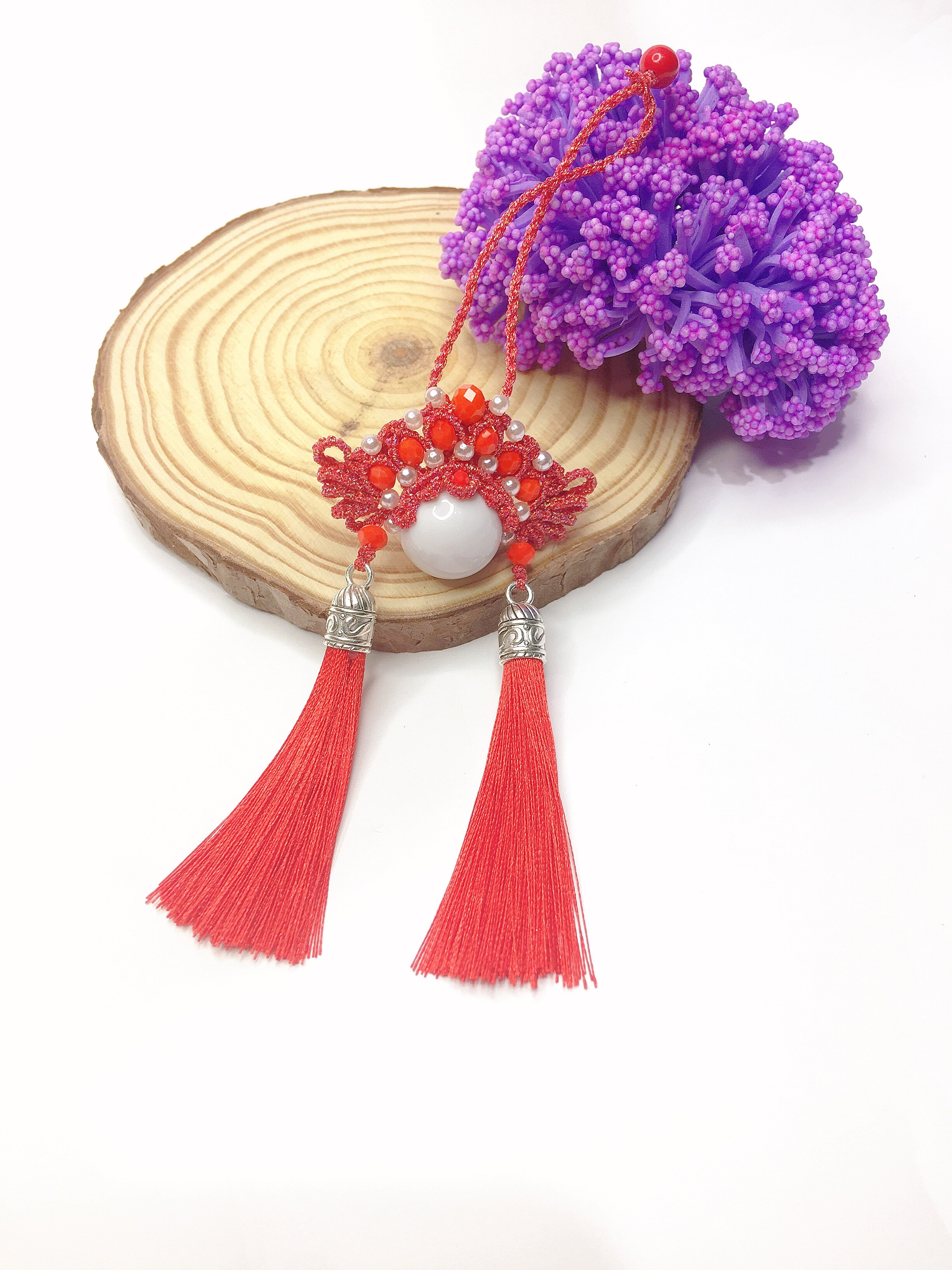 原创手工编织凤冠花嫁之云洛刀马旦diy材料包汉服手机钥匙挂件