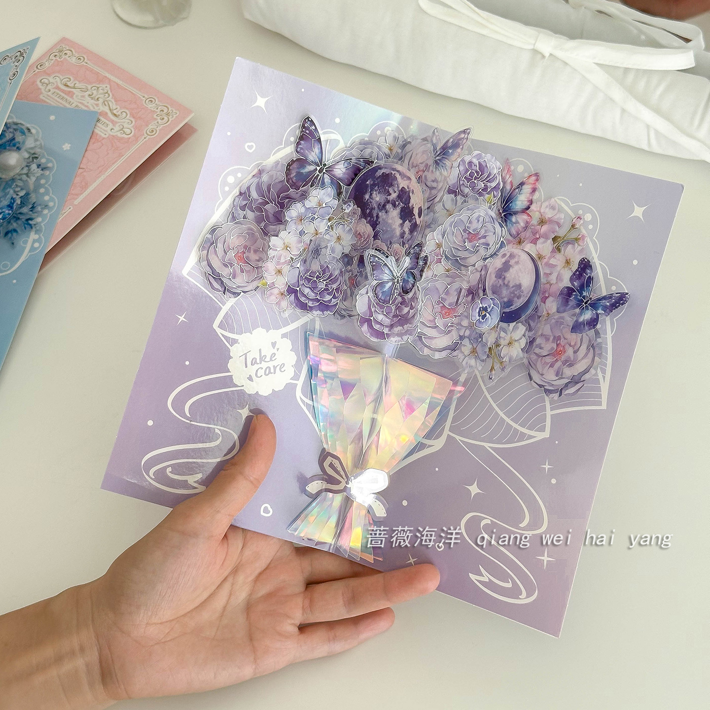 立体花朵贺卡超级仙的祝福卡片