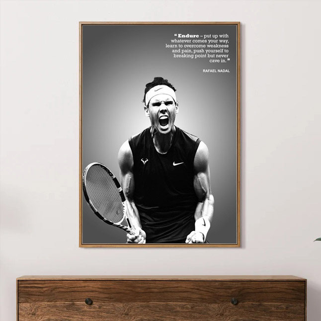 网球体育馆运动费德勒纳达尔复古怀旧欧美海报装饰画有框挂画墙壁