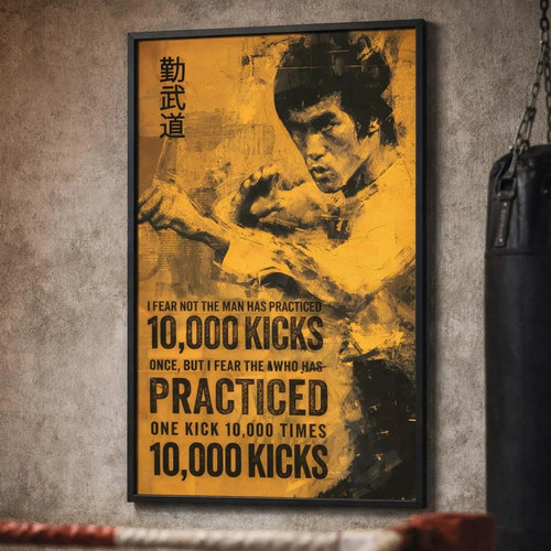 装饰画有框画壁画墙画版画电影海报格斗拳击散打李小龙BRUCE LEE