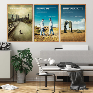 装饰画有框挂画壁画现代简约美剧权利游戏行尸走肉绝命毒师海报
