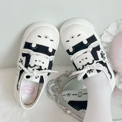 【轻松物语】原创轻松熊可爱日常百搭Lolita运动鞋黑白拼色学生鞋