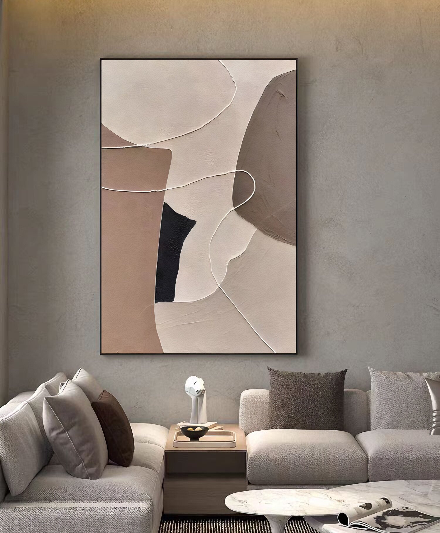 现代奶油风客厅沙发背景墙装饰画现代装饰画