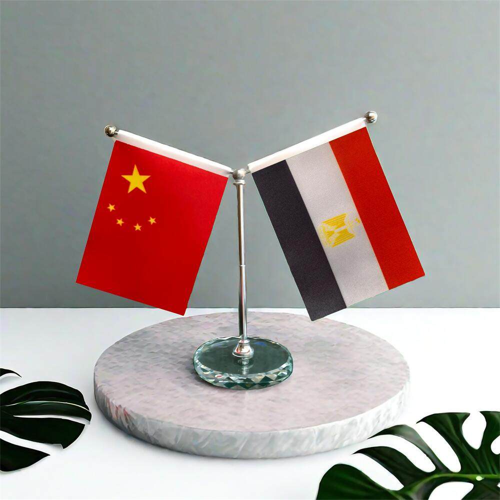 埃及国旗加厚旗伸缩双层贡缎巴勒斯坦沙特俄罗斯美国小旗子摆件