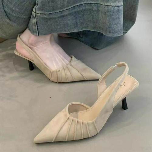 设计感细跟包头凉鞋高跟鞋