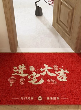 德国FZY乔迁入户门地垫家用丝圈进门口脚垫红色喜庆玄关耐脏地毯