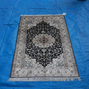 真丝手工打结壁挂毯伊朗波斯风格 5ft客厅卧室茶几书房 地毯300道3