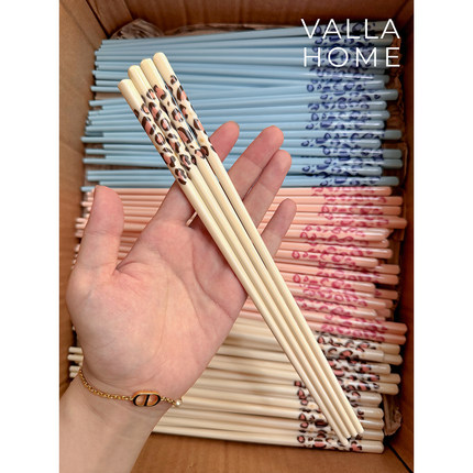 VALLAHOME多色豹纹时尚卡通创意家用筷子甜辣风餐筷组合