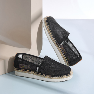 新款 2025夏季 镂空透气单鞋 懒人网鞋 Tt&Mm 一脚蹬渔夫鞋 汤姆斯女鞋