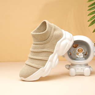 Tt&Mm/汤姆斯保暖毛毛高帮鞋2024秋冬款一脚蹬厚度增高运动休闲鞋