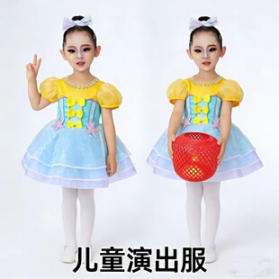 新儿童舞蹈服月亮不见了红灯笼跳舞道具女童蓬蓬纱裙表演生日礼服