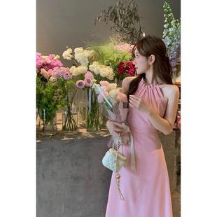 SimpleRetro法式吊带连衣裙女夏高级缎面chic约会度假性感小礼服