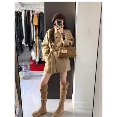 卡其色呢子大衣女秋冬2025新款毛呢外套高级感小个子短款韩系气质