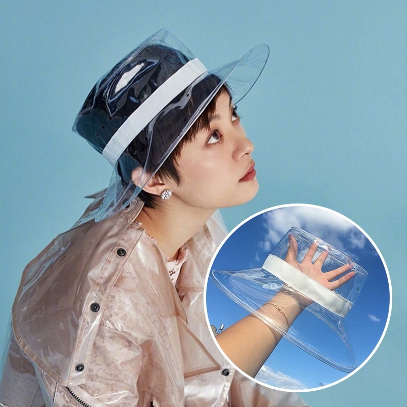 下雨天带的帽子防水户外防雨女骑行塑料。男透明2025网红挡雨帽