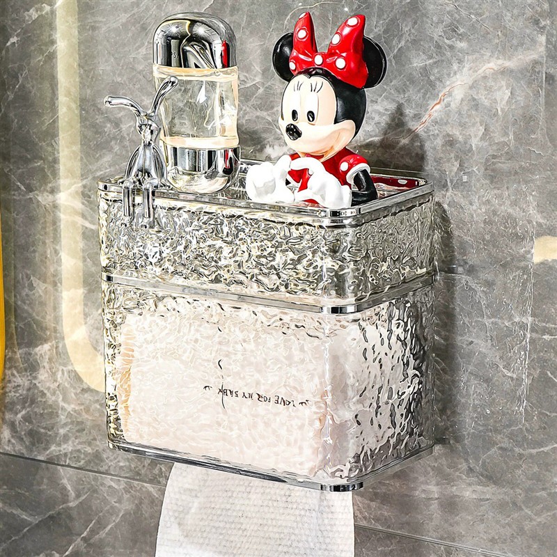 卫生纸盒新款卫生间置物架轻奢防水卫生纸盒免打孔壁挂式浴室收纳