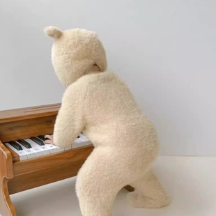 宝宝毛茸茸连体睡衣儿童秋装毛绒卡通衣服超萌婴儿搞笑家居服春秋