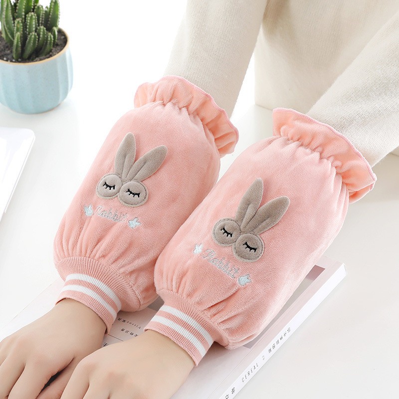 韩版可爱袖套女长版羽绒服工作防脏套袖手袖头学生短款秋冬季