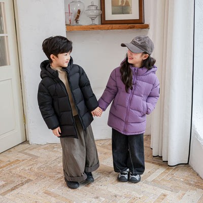 25冬季新款儿童羽绒服男女童泡芙中长款90白鸭绒加厚时尚外套