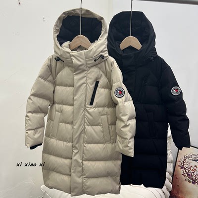 儿童羽绒服冬季新款韩版男女童中长款过膝连帽加厚防风外套