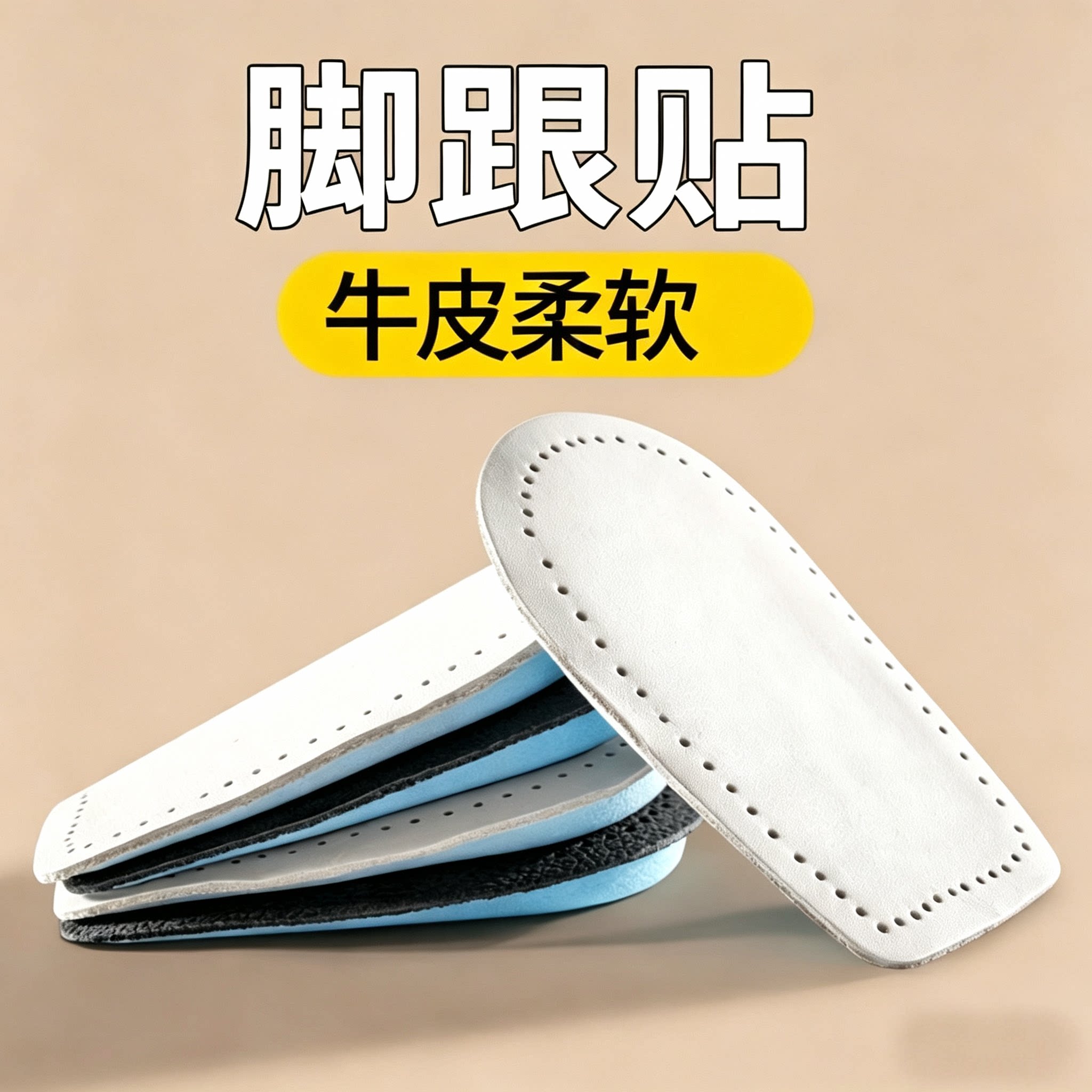 真皮牛皮后跟垫女款久站半码垫足跟垫减震防疼痛磨脚内增高鞋垫