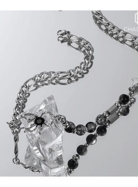 蜘蛛拼接男锁骨链冷淡风项链配饰小众设计高级感钛钢百搭嘻哈饰品