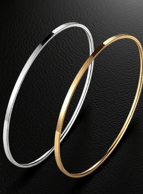 不锈钢时尚光面卡扣手镯钛钢女持久保色不掉色潮流饰品