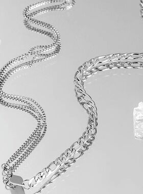 时尚新款潮轻奢小众拼接项链男女嘻哈锁骨链牌高级感百搭情侣配饰