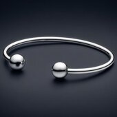 不锈钢不掉色简约双球手镯 开口双圆球手镯 钛钢潮气质女生个性
