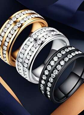 钛钢戒指女设计感小众ins风轻奢百搭点钻镶钻不锈钢手饰潮流款