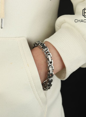 帝王手链男士高级感个性简约链百搭龙骨小众回形链欧美爆款