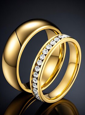 不锈钢戒指饰品不掉色情侣小众高级感钛钢指环手饰戒指对戒