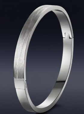 新款钛钢手镯创意四叶草网格卡扣情侣手环简约腐蚀不锈钢饰品