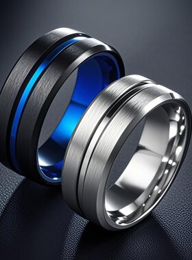 钛钢戒指男款嘻哈小众ins风个性转动不掉色不锈钢饰品高质感手