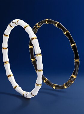 简约时尚滴油彩色钛钢竹节手环不锈钢卡扣小众设计感百搭女手镯