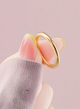 不锈钢简约古法戒指女款戒指 钛钢越南沙金仿真不易掉色素圈戒指