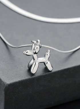 气球狗拼接项链女高级感个性双层锁骨链女小众设计饰品钛钢蛇骨链