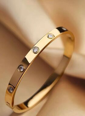 不锈钢手镯钛钢不掉色女新款高级感ins风简约蛋形diy爆款女士黑色