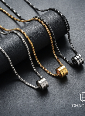 钛钢个性圆柱小蛮腰项链男简约光面休闲风锁骨链女百搭高级感配饰