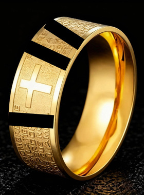 不锈钢戒指男士嘻哈欧美小众食指不掉色钛钢戒指男款手环