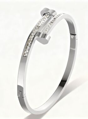 不锈钢女款钉子锆石钛钢手镯饰品三色手环时尚潮流