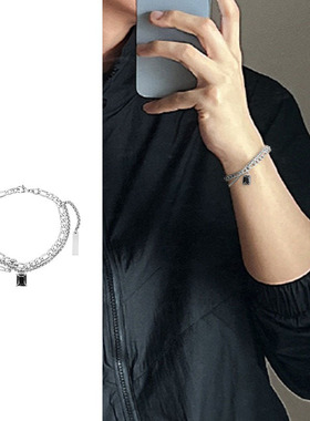 痞帅钛钢新款男士高级感手链双层轻奢小众爱心ins潮流配饰