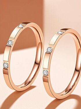 钛钢戒指女小众高级素圈设计不掉色镶钻轻奢不锈钢饰品潮流