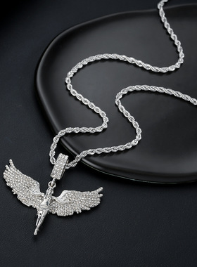 天使之翼钛钢满钻项链男女高级感锁骨链轻奢时尚百搭饰品设计