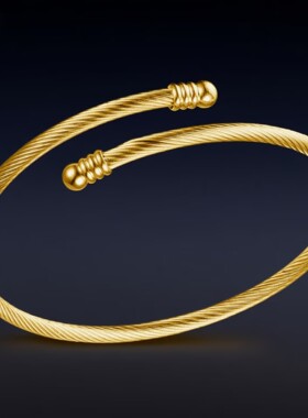 热卖女式不锈钢时尚简约不掉色钢丝绳不锈钢圆形手环手镯